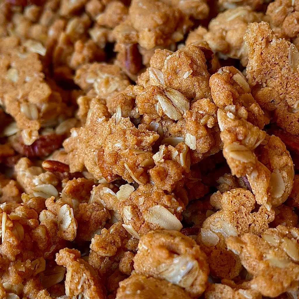 Little crunchy bits of oatmeal cookie. Put it on stuff. In stuff. A dangerous snack to keep around, consider yourself warned.