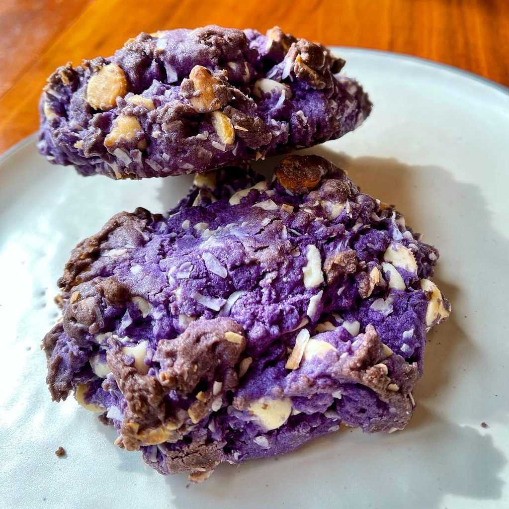 These pretty purple filipino-flavored boulders are the first of six Pride Month cookies I made this June.