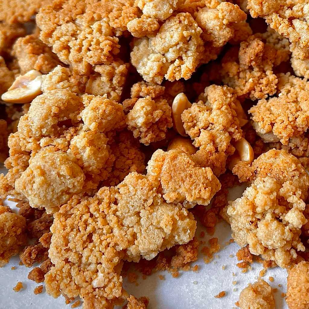 Little crunchy bits of peanut butter cookie. Put it on stuff. In stuff. A dangerous snack to keep around, consider yourself warned.